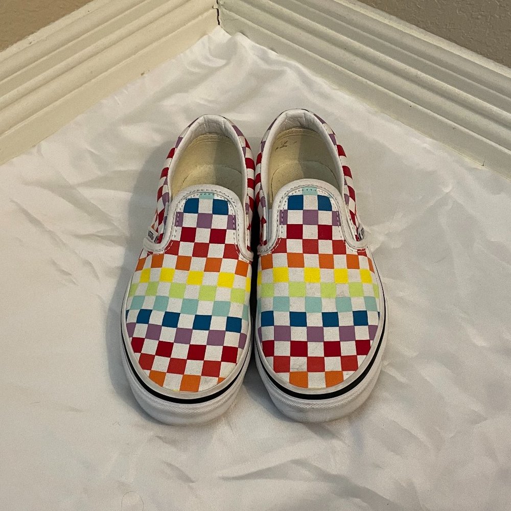 VANS Rainbow Checkerboard Kids Shoes US Kids 3.0